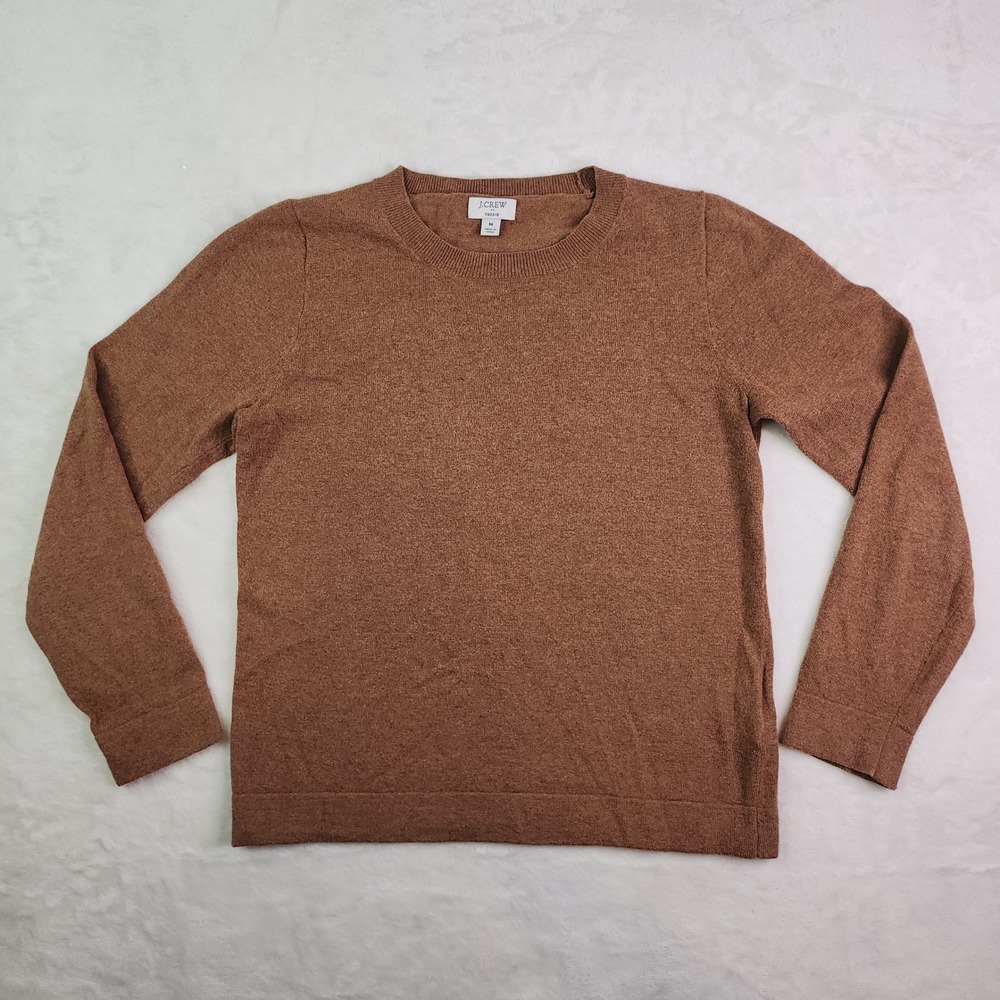 J. Crew Brown Wool Teddie Sweater Crewneck Womens Medium Dark Academia Cabincore